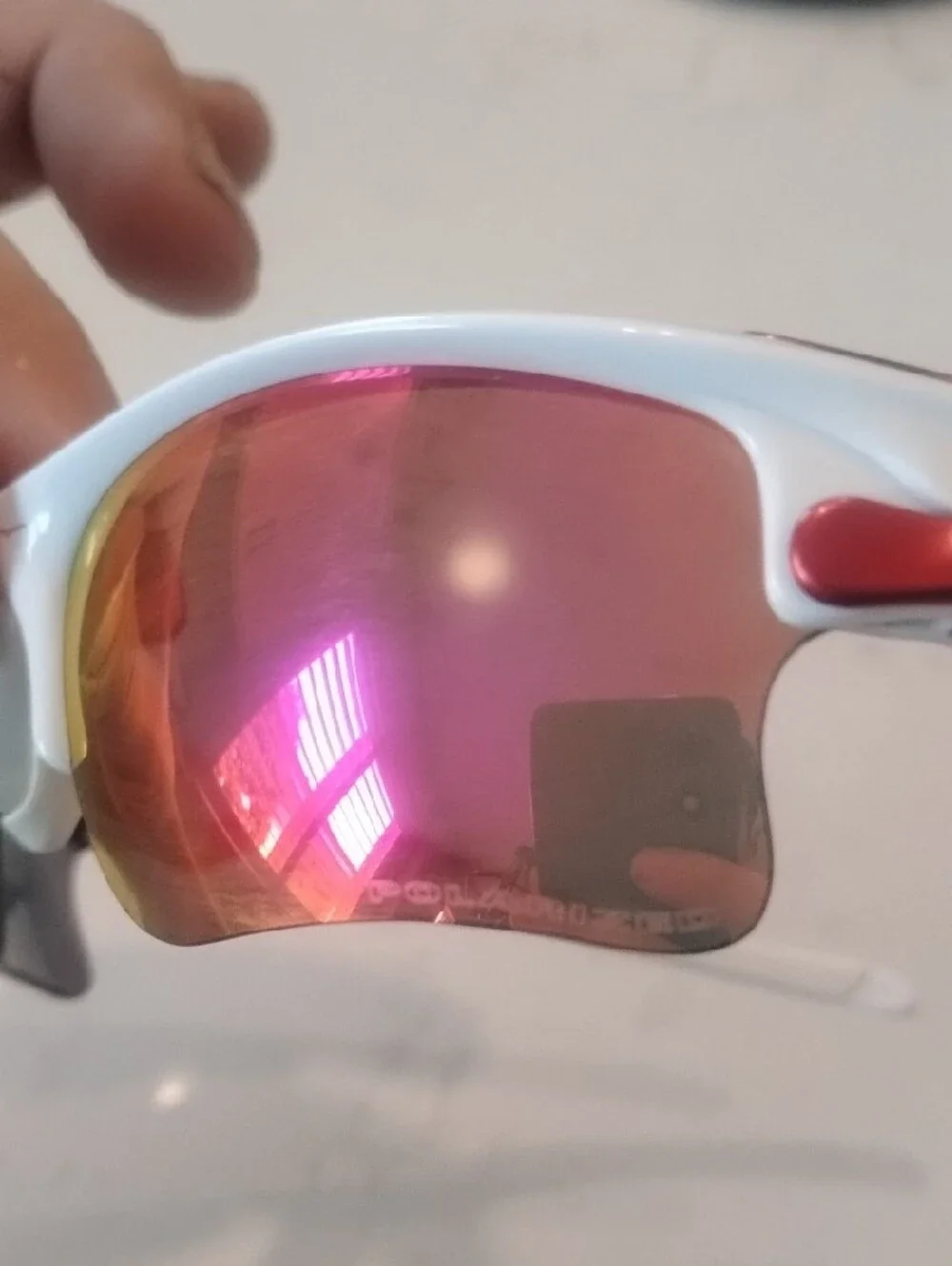 Oakley Polarized Fast jacket White Frames With Pink/Orange Lenses